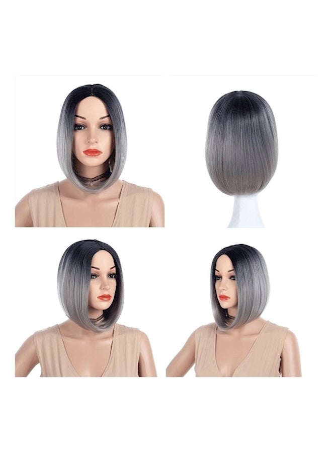 NIBEMINENT Gradient Bobo Head Wig Black/Grey 33cm - Image 2