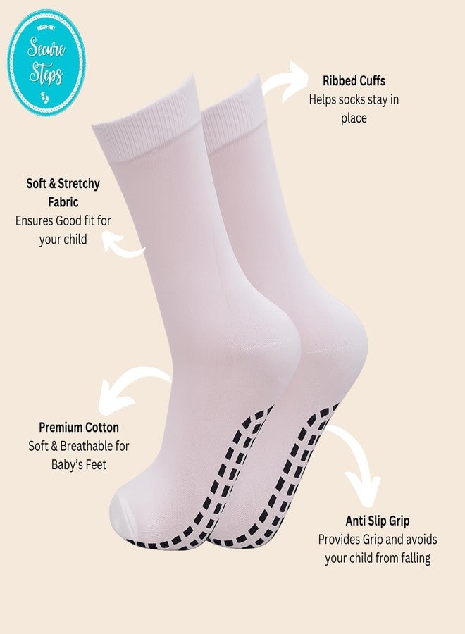 Secure Steps Anti Skid Socks for Men & Women - Non Slip Grip Socks with Rubber Sole | Yoga Temple Gym & Walking Socks | Barefoot Socks for Home Use (Black Blue White) | (Pack of 3) - Image 3