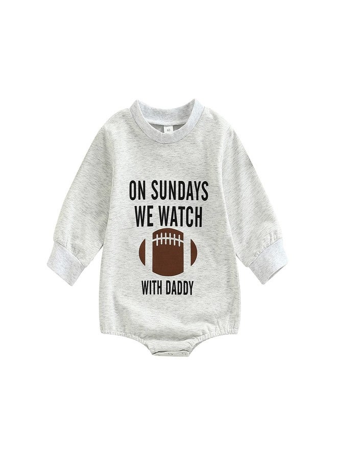 Honganda Newborn Infant Baby Boy Girl On Sundays We Watch Football with Daddy Bodysuit Funny Romper Sweatshirt (Gray, 0-3 Months) - Image 1