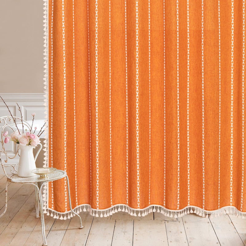 Mitovilla Orange Boho Fabric Startain Modern Farmhouse Cotton Cotton Cratains for Vintage Rustic Bathrate Decor - Image 5