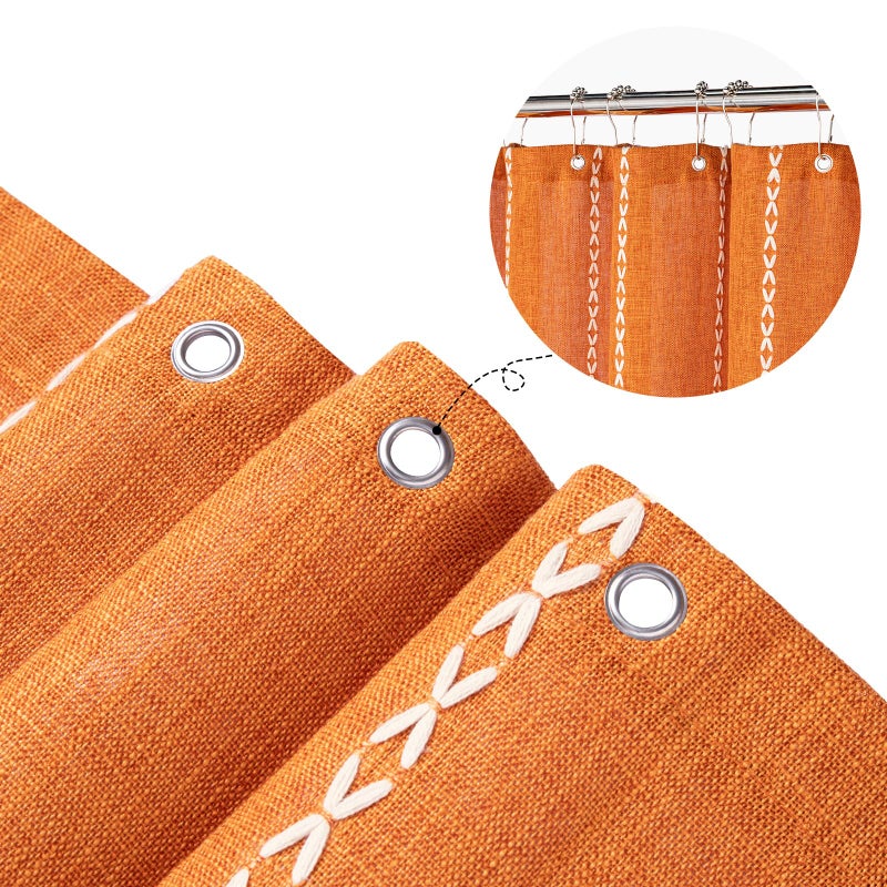Mitovilla Orange Boho Fabric Startain Modern Farmhouse Cotton Cotton Cratains for Vintage Rustic Bathrate Decor - Image 4