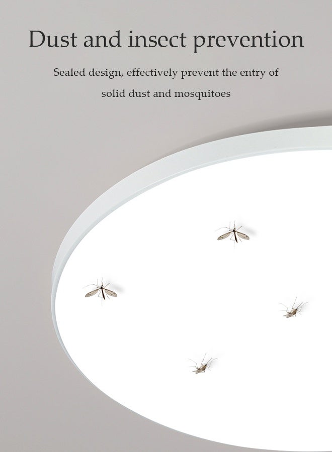 DUNISO Round LED Ceiling Light, 24W Waterproof PP Plastic Corridor Light, Super Bright Flush Mount Ceiling Light , Dustproof, Moisture Proof, Insect Proof, 6500K, Suitable for Corridors, Living Rooms, Bedrooms, Kitchens,White - Image 5