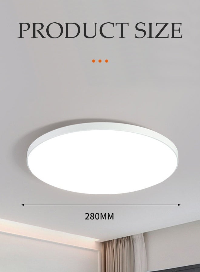 DUNISO Round LED Ceiling Light, 24W Waterproof PP Plastic Corridor Light, Super Bright Flush Mount Ceiling Light , Dustproof, Moisture Proof, Insect Proof, 6500K, Suitable for Corridors, Living Rooms, Bedrooms, Kitchens,White - Image 2