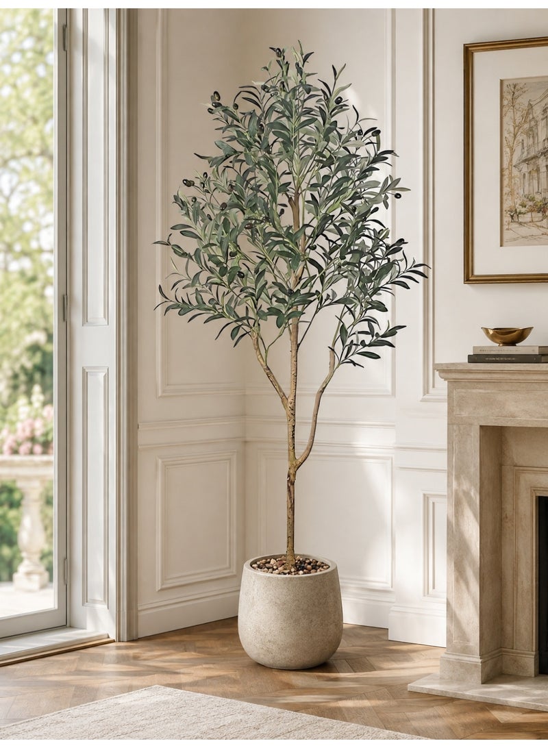 Zvezvia Artificial Olive Tree Tall Faux Plant with Fruits in Pot for Indoor Living Room Home Office Balcony Modern Decor - Image 1
