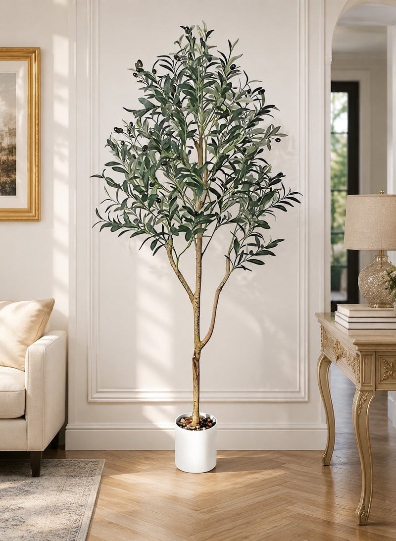 Zvezvia Artificial Olive Tree Tall Faux Plant with Fruits in Pot for Indoor Living Room Home Office Balcony Modern Decor - Image 3