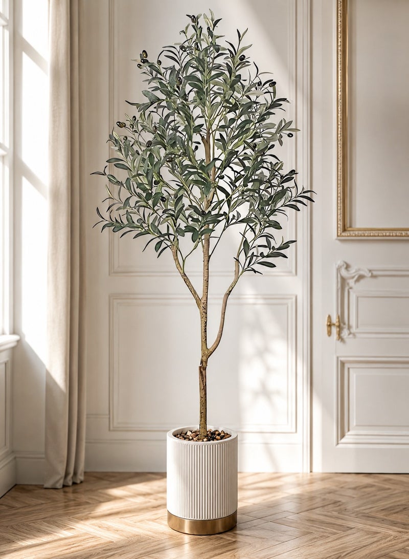 Zvezvia Artificial Olive Tree Tall Faux Plant with Fruits in Pot for Indoor Living Room Home Office Balcony Modern Decor - Image 4