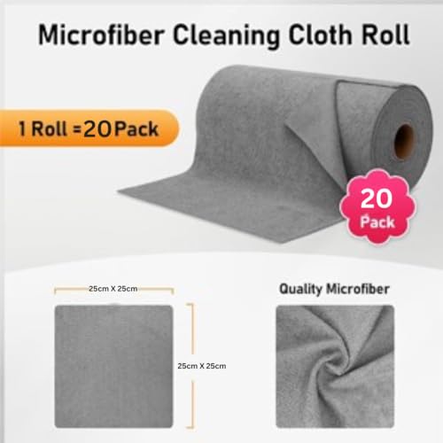 Showstopper Microfiber Cleaning Cloth Roll, Reusable Tear Away Microfiber Towels,Washable, Ultra Absorbent, Rags Cleaning, Dishcloths, Cleaning Cloth for Car, Home or Kitchen (20, Grey, 25cm X 25cm) - Image 2