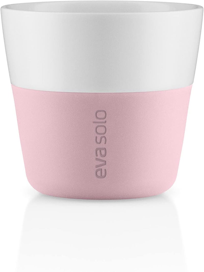 Eva Solo Lungo Cups Set of 2 Elephant Grey 230 ml Porcelain Coffee Mugs with Silicone Sleeve, Heat-Proof Grip, Dishwasher Safe, Elegant Nordic Design (Rose quartz, Lungo tumbler - - Image 1