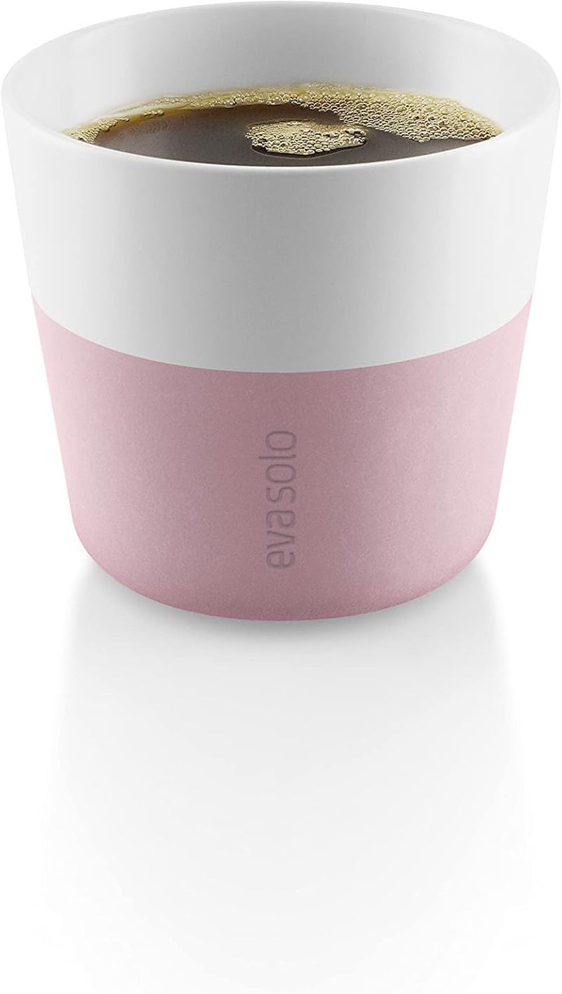 Eva Solo Lungo Cups Set of 2 Elephant Grey 230 ml Porcelain Coffee Mugs with Silicone Sleeve, Heat-Proof Grip, Dishwasher Safe, Elegant Nordic Design (Rose quartz, Lungo tumbler - - Image 2