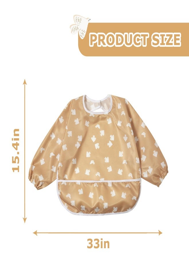 Little Dimsum Mess-Proof Baby Bibs|Infant Toddler Long Sleeve Waterproof Feeding Art Smock|Catching Food & Wipe Clean| Pack of 2 Colors - Image 5