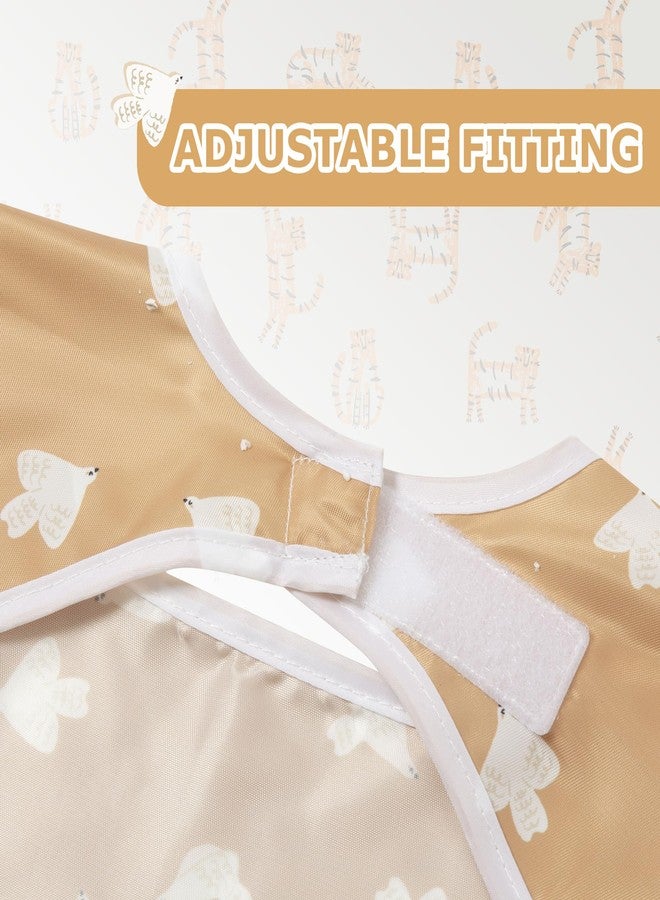 Little Dimsum Mess-Proof Baby Bibs|Infant Toddler Long Sleeve Waterproof Feeding Art Smock|Catching Food & Wipe Clean| Pack of 2 Colors - Image 4
