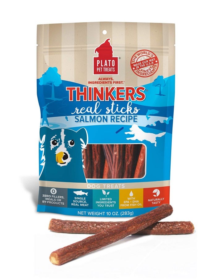 Plato Pet Treats Air Dried Dog Treats Salmon Thinkers Sticks, Natural Dog Treats, Real Meat, Air Dried, Made In The Usa, 10Oz  - Image 3