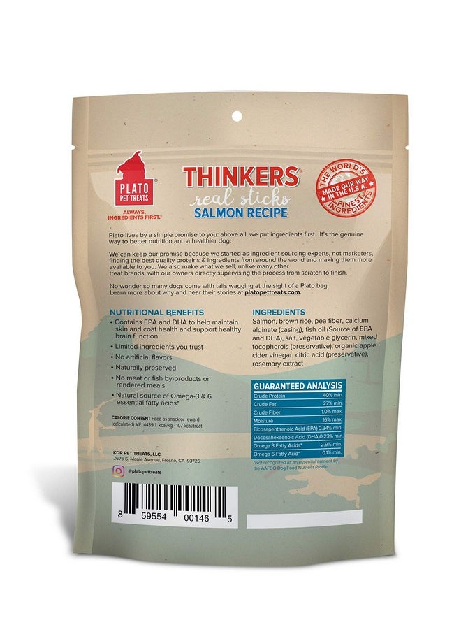 Plato Pet Treats Air Dried Dog Treats Salmon Thinkers Sticks, Natural Dog Treats, Real Meat, Air Dried, Made In The Usa, 10Oz  - Image 2
