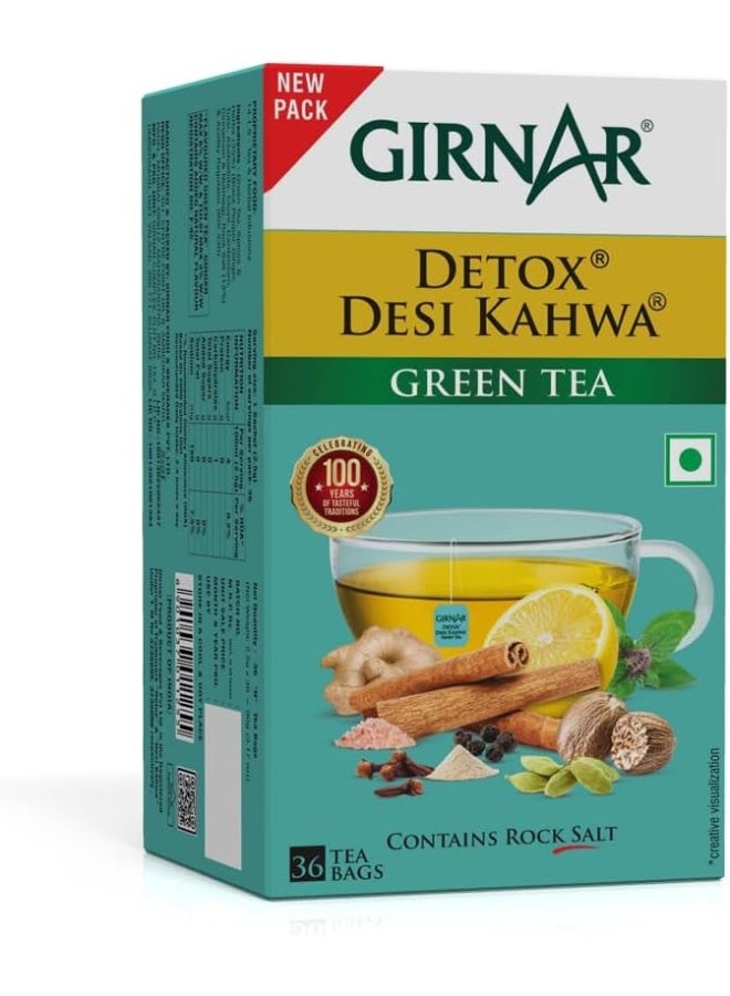Girnar Detox Green Tea (Desi Kahwa) (36 Tea Bags) - Image 1