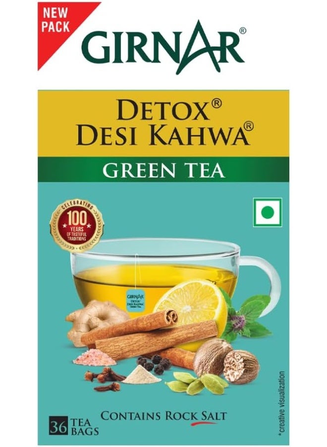Girnar Detox Green Tea (Desi Kahwa) (36 Tea Bags) - Image 5