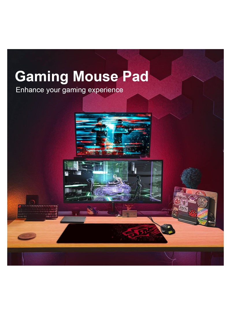 إيروريكس لوحة ماوس ألعاب كبيرة ممتدة XL سميكة قاعدة مطاطية مانعة للانزلاق لوحة ماوس الفئران سطح قماش ناعم لوحة مفاتيح لوحة الماوس لأجهزة الكمبيوتر حجم أحمر 700300 2 مم - Image 2