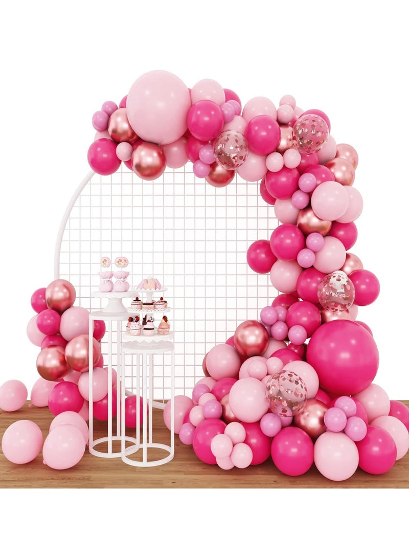 الوردي بالون اكليلا من الزهور قوس عدة ، 103 قطعة بالون الوردي الساخن اكليلا من الزهور عدة ، مع بالون الوردي الساخن ، وارتفع الذهب بالون قصاصات الورق متعددة الألوان ، ومناسبة لحفلة عيد ميلاد فتاة ، بيبي دش الديكور ، الزفاف ، عيد الحب ، دش العروس - Image 2