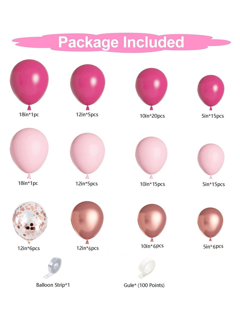 الوردي بالون اكليلا من الزهور قوس عدة ، 103 قطعة بالون الوردي الساخن اكليلا من الزهور عدة ، مع بالون الوردي الساخن ، وارتفع الذهب بالون قصاصات الورق متعددة الألوان ، ومناسبة لحفلة عيد ميلاد فتاة ، بيبي دش الديكور ، الزفاف ، عيد الحب ، دش العروس - Image 3