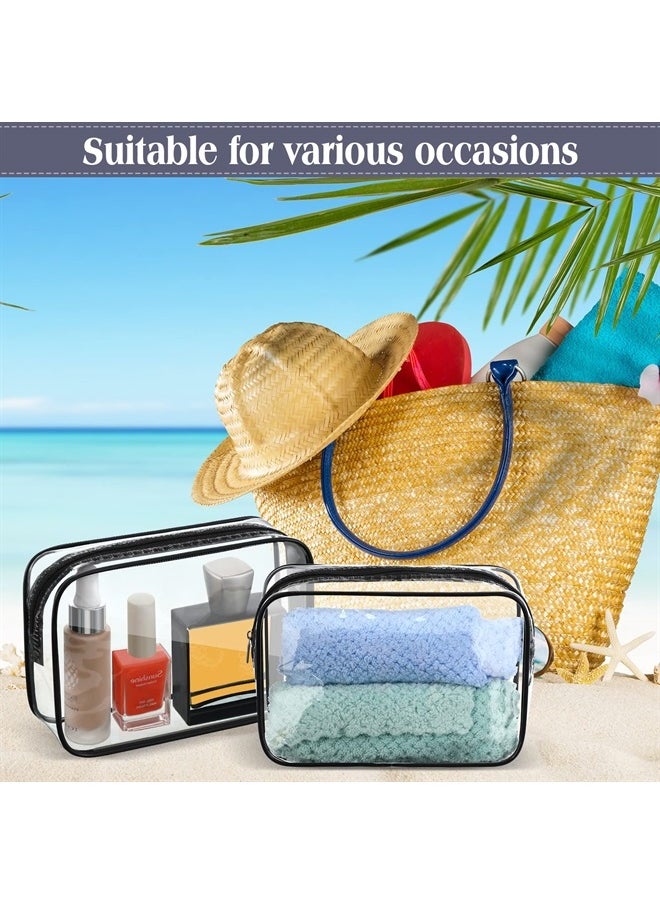 Sanwuta 100 PCS Clear Makeup Bags 7.1 X 1.6 X 5.5 in Bulk Travel Toiletry Bags Tsa Approved Clear Cosmetic Bag Transparent Cosmetic Pouches with Zipper for Vacation (Black)  - Image 5