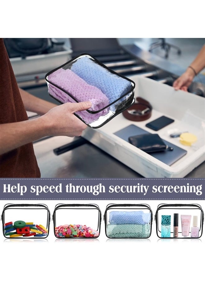 Sanwuta 100 PCS Clear Makeup Bags 7.1 X 1.6 X 5.5 in Bulk Travel Toiletry Bags Tsa Approved Clear Cosmetic Bag Transparent Cosmetic Pouches with Zipper for Vacation (Black)  - Image 4