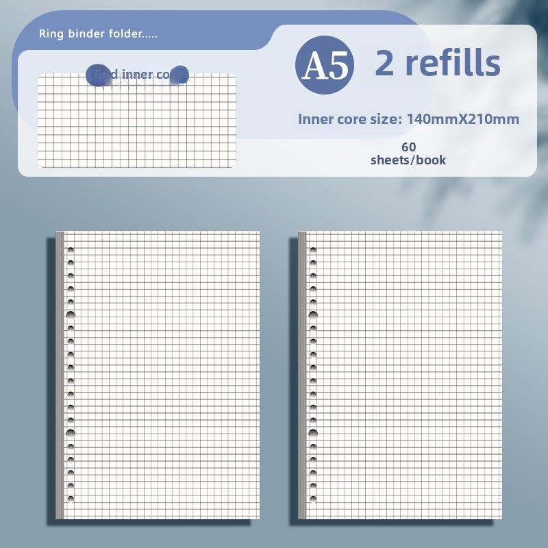 Generic B5 A5 Detachable Notebook Grid Transparent[A5 supplementary refill] checkered 2 books [A5 supplementary refill] checkered 2 books 