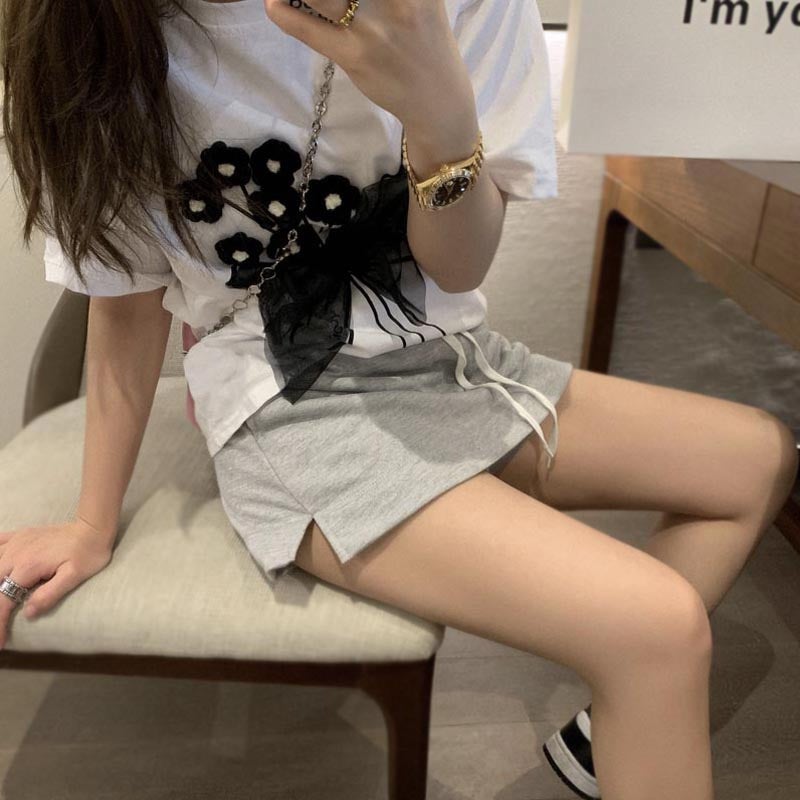 Generic Drawstring Short Skirt One-step Skirt Anti-walking Hip Skirt Slimming A- line Tennis Sports Pants Skirt Dance Skirt for Women in Summer Apricot - Image 3