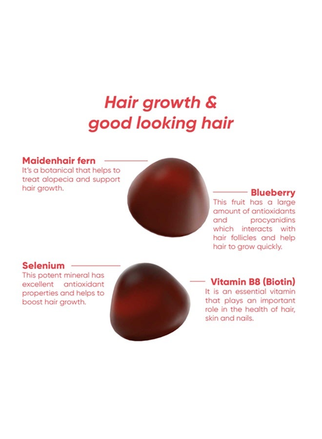Rite Hair Vitamin Gummies, Faster Hair Growth, Biotin, Cherry Flavour (60 Count, 1 Month) - Image 5