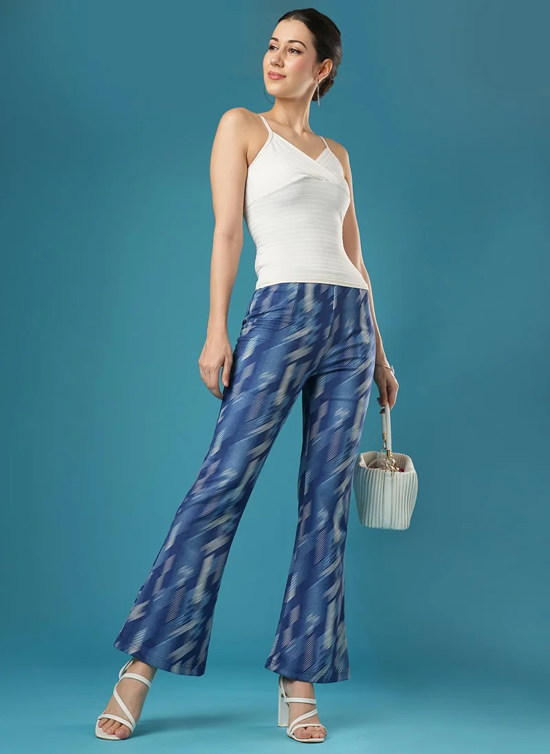 جلو باص جلوبس نسائي بنطلون هازي مطبوع بخصر متوسط مطاطي بقصة ضيقة وأرجل واسعة