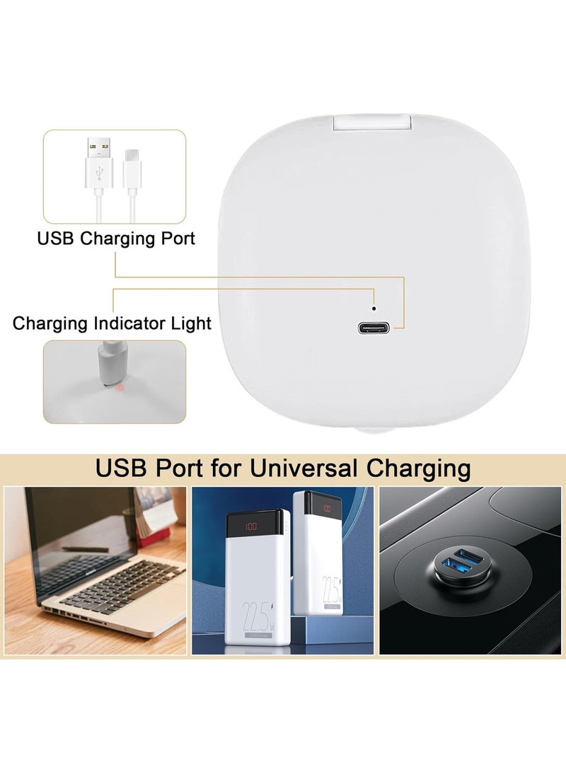 Pocket Mirror with LED Lights USB Rechargeable Folding Mirror 3 Colors and Brightness Adjustable Touch Sensor Ideal for Handbag & Gift - Image 3