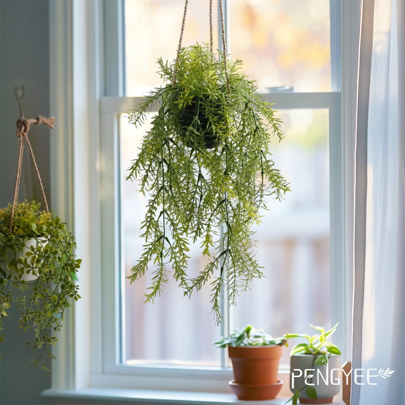 PENGYEE 3 Packs Fake Hanging Plants with Pots  18.5  Fake Vines for Wall Decor  Mandala Vine  Artificial Plants Indoor/Outdoor for Home Bathroom Bedroom Kitchen Office Room Decor - Image 2