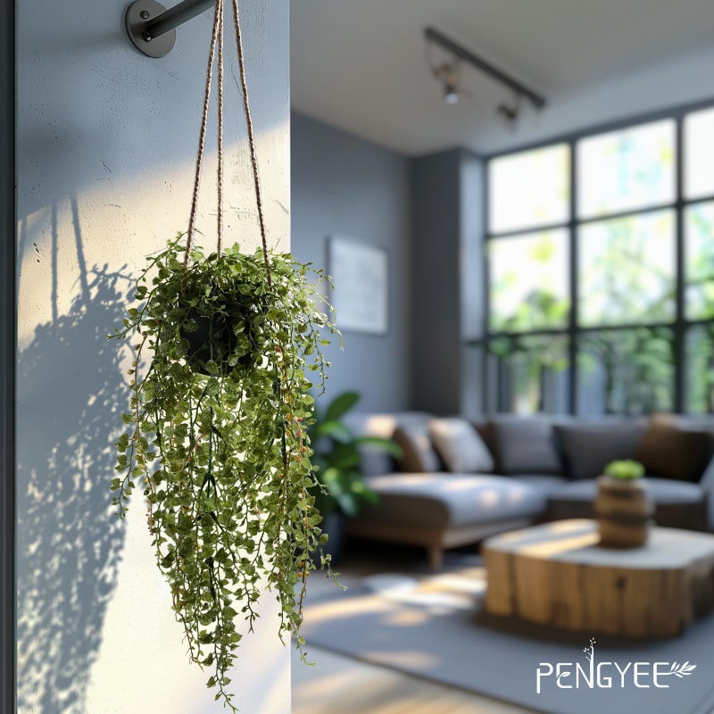 PENGYEE 3 Packs Fake Hanging Plants with Pots  18.5  Fake Vines for Wall Decor  Mandala Vine  Artificial Plants Indoor/Outdoor for Home Bathroom Bedroom Kitchen Office Room Decor - Image 4