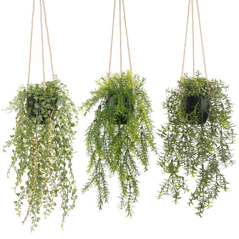 PENGYEE 3 Packs Fake Hanging Plants with Pots  18.5  Fake Vines for Wall Decor  Mandala Vine  Artificial Plants Indoor/Outdoor for Home Bathroom Bedroom Kitchen Office Room Decor - Image 1