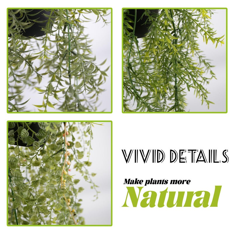 PENGYEE 3 Packs Fake Hanging Plants with Pots  18.5  Fake Vines for Wall Decor  Mandala Vine  Artificial Plants Indoor/Outdoor for Home Bathroom Bedroom Kitchen Office Room Decor - Image 5