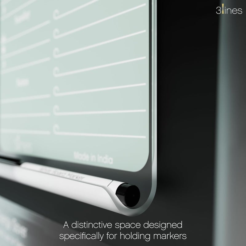 3 Lines ClearBite Acrylic Magnetic Meal Planner Board | Sleek & Durable | Includes Marker & Duster | 24x16 CM | Perfect for Meal Planning, Shopping Lists, Notes | Ideal for Home, Office | Cardamom - Image 5