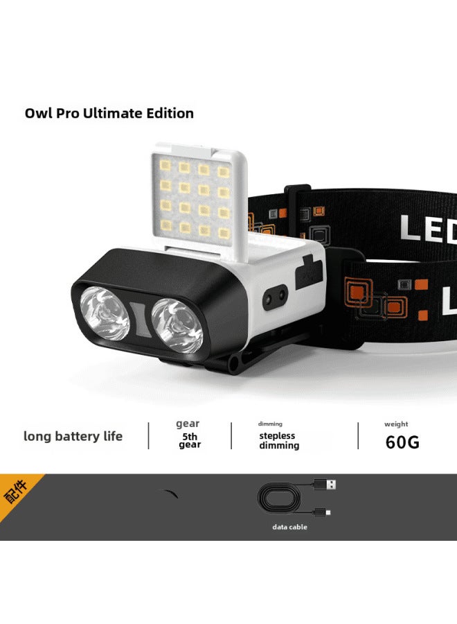 إسكدنيا في الهواء الطلق قبعة كليب ضوء التعريفي ليلة الصيد ضوء الصيد المصباح شحن خفيف الوزن مثبت على الرأس مقاوم للماء ضوء أحمر ساطع ضوء الطوارئ اللون: أبيض لؤلؤي】 - Image 1