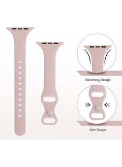 Ocean Soft Silicone Slim Thin Narrow Replacement Strap Compatible For Apple Watch SE Series 8/7/6/5/4/3/2/1 (Pink Sand, 38mm/40mm/41mm)  - Image 2