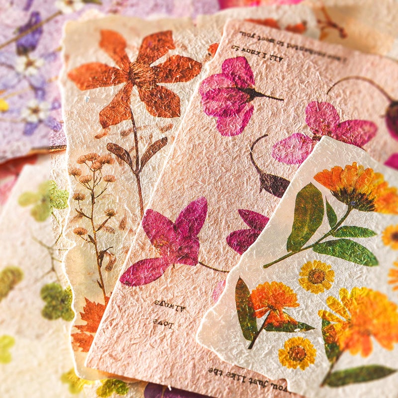 K Kattone 120Pcs Floral Textured Scrapbook Paper - 4 pack Embossed Rice Decoupage Paper Craft Special Mixed for Scrapbooking Junk Journaling Supplies Planner Bullet Cards Making Collage Decorative DIY Materials - Image 1