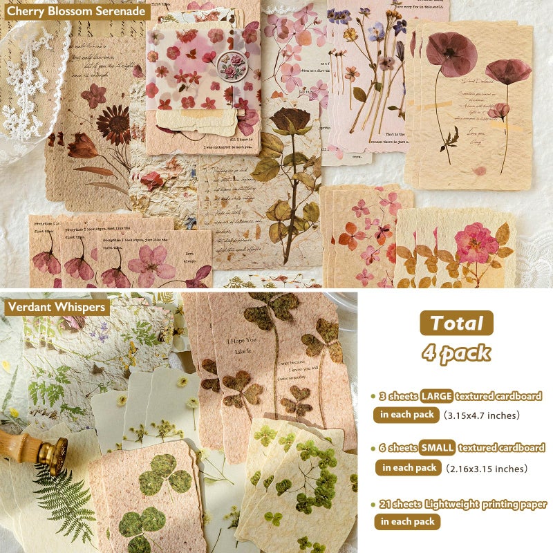 K Kattone 120Pcs Floral Textured Scrapbook Paper - 4 pack Embossed Rice Decoupage Paper Craft Special Mixed for Scrapbooking Junk Journaling Supplies Planner Bullet Cards Making Collage Decorative DIY Materials - Image 4
