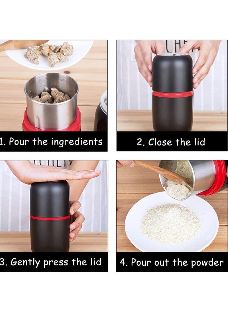 Zikra Electric Coffee Herb Grinder, 120g Large Capacity Spice Grinder with Stainless Steel Blade, One-Press Operation, 150W Powerful Multifunctional Grinder, Coffee Beans, Seeds, Grains, Spices, Nuts - Image 4