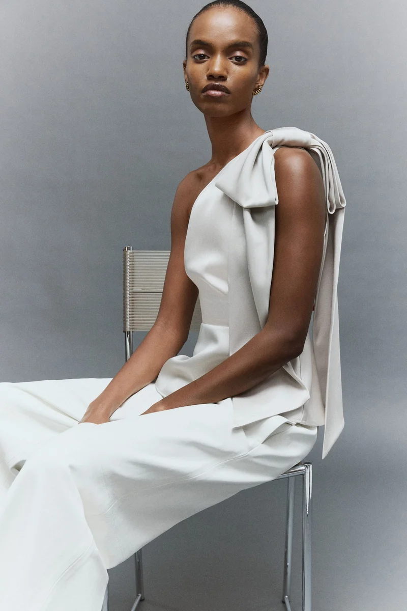 H&M Bow-detail one-shoulder top