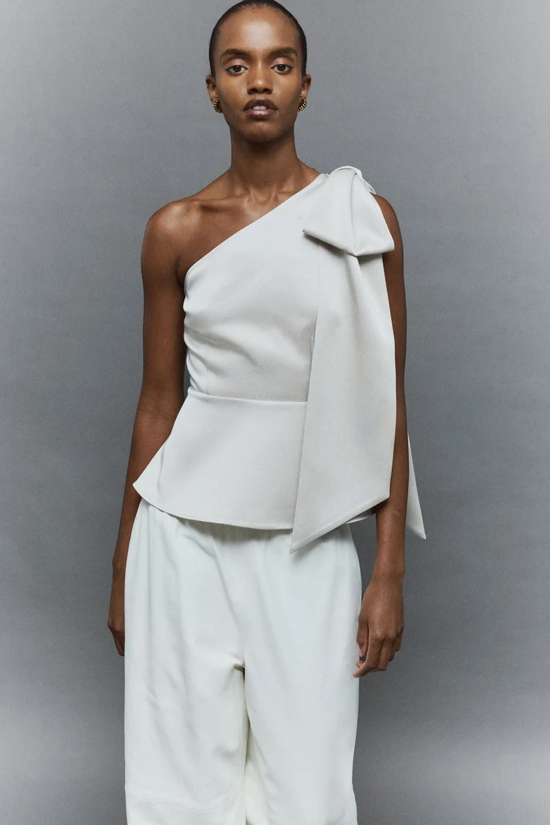 H&M Bow-detail one-shoulder top