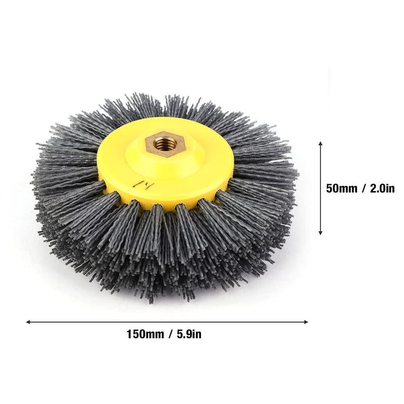 sive Wire Drawing Wheel B, Polishing Wheel for que S Wood, 150mm Wire B with Thread, Burnishing Polishing for D, Debur and en Floors (120#) - Image 2