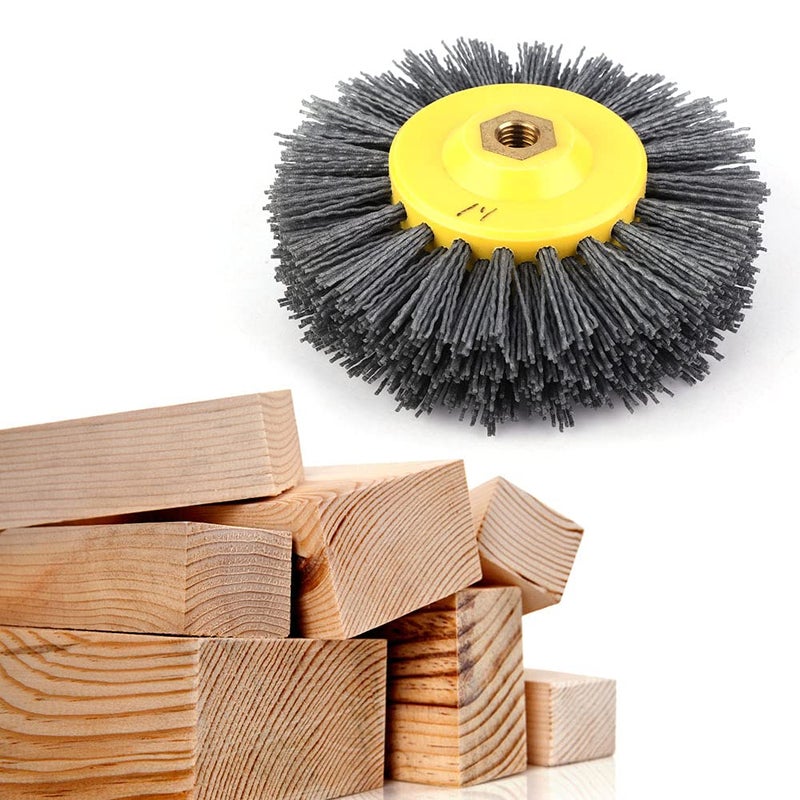 sive Wire Drawing Wheel B, Polishing Wheel for que S Wood, 150mm Wire B with Thread, Burnishing Polishing for D, Debur and en Floors (120#) - Image 3