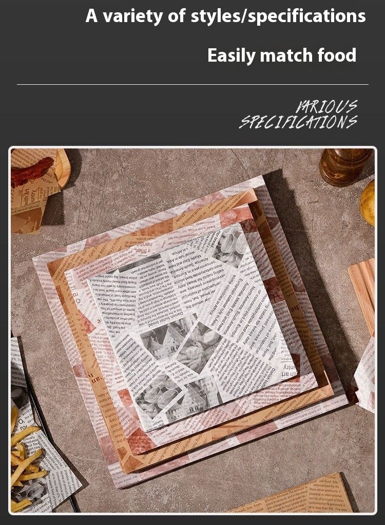 رِينْجِنْج الورق المقاوم للزيوت المستخدم في لف البرغر والساندويتش والبطاطس المقلية. ورق مقاوم للدهون الذي يستخدم أيضًا كورق تغليف للهدايا. 500 قطعة - Image 3