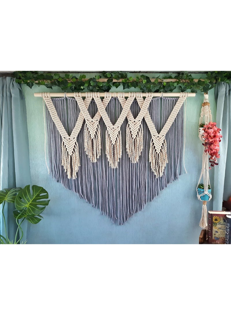 Antikiano An elegant handmade macrame piece, carefully crafted from natural cotton threads. It combines simplicity and beauty in a modern bohemian design. Featuring balanced knots and fine details, it adds a unique artistic touch to any space. Perfect for decorating walls in bedrooms, living rooms, or hallways, and also makes a special gift for lovers of handmade decor and boho style. - Image 2