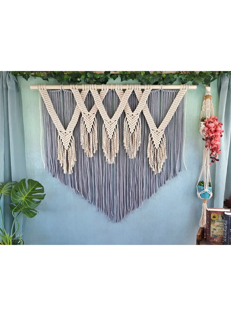 Antikiano An elegant handmade macrame piece, carefully crafted from natural cotton threads. It combines simplicity and beauty in a modern bohemian design. Featuring balanced knots and fine details, it adds a unique artistic touch to any space. Perfect for decorating walls in bedrooms, living rooms, or hallways, and also makes a special gift for lovers of handmade decor and boho style. - Image 1