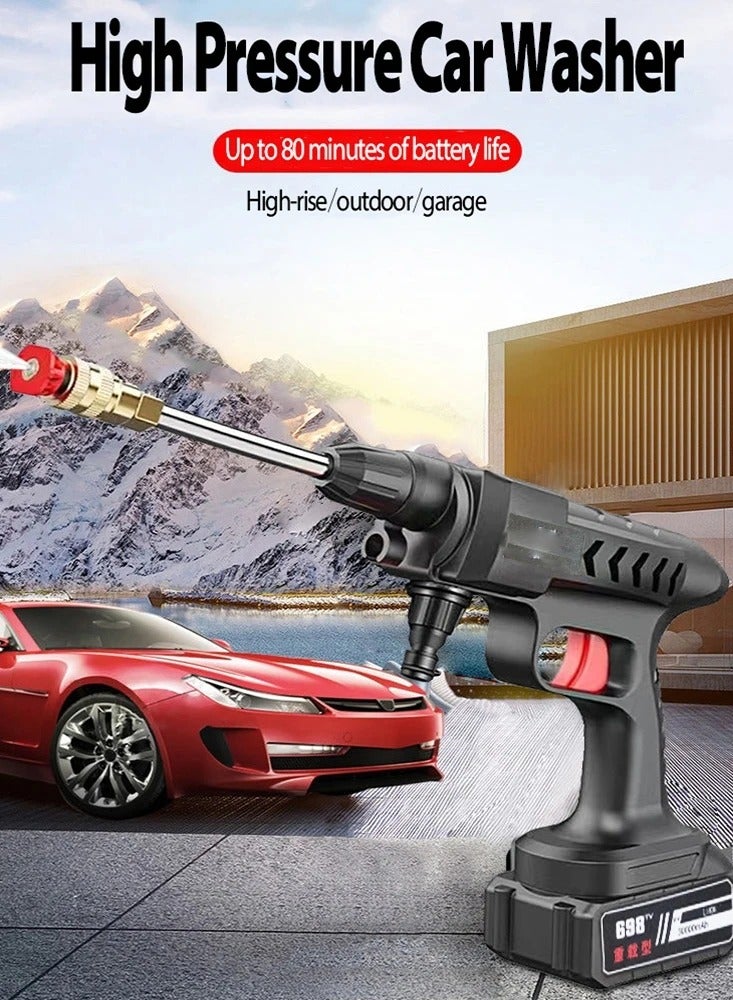 AROAQ Commercial Wireless High Pressure Car Washing Machine Portable Electric Car Washing Spray Gun Household High Pressure Car Washing Water Gun - Image 2