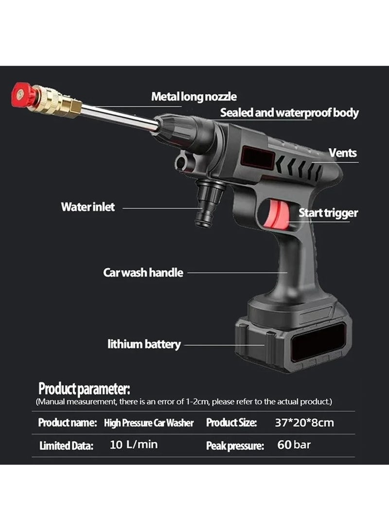 AROAQ Commercial Wireless High Pressure Car Washing Machine Portable Electric Car Washing Spray Gun Household High Pressure Car Washing Water Gun - Image 4