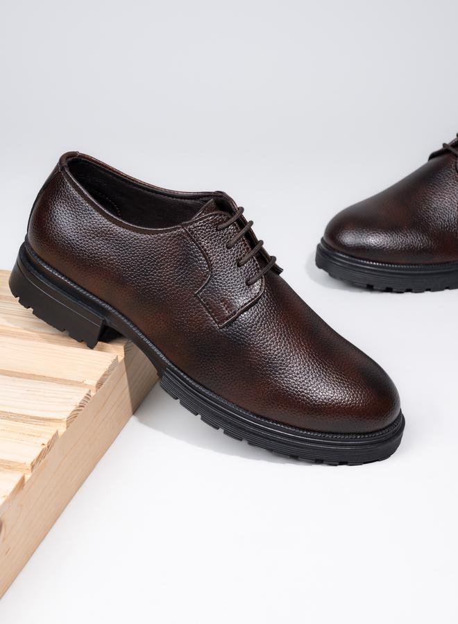 Styli Textured Faux Leather Lace Up Oxford Shoes  - Image 1