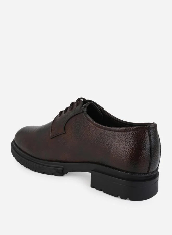 Styli Textured Faux Leather Lace Up Oxford Shoes